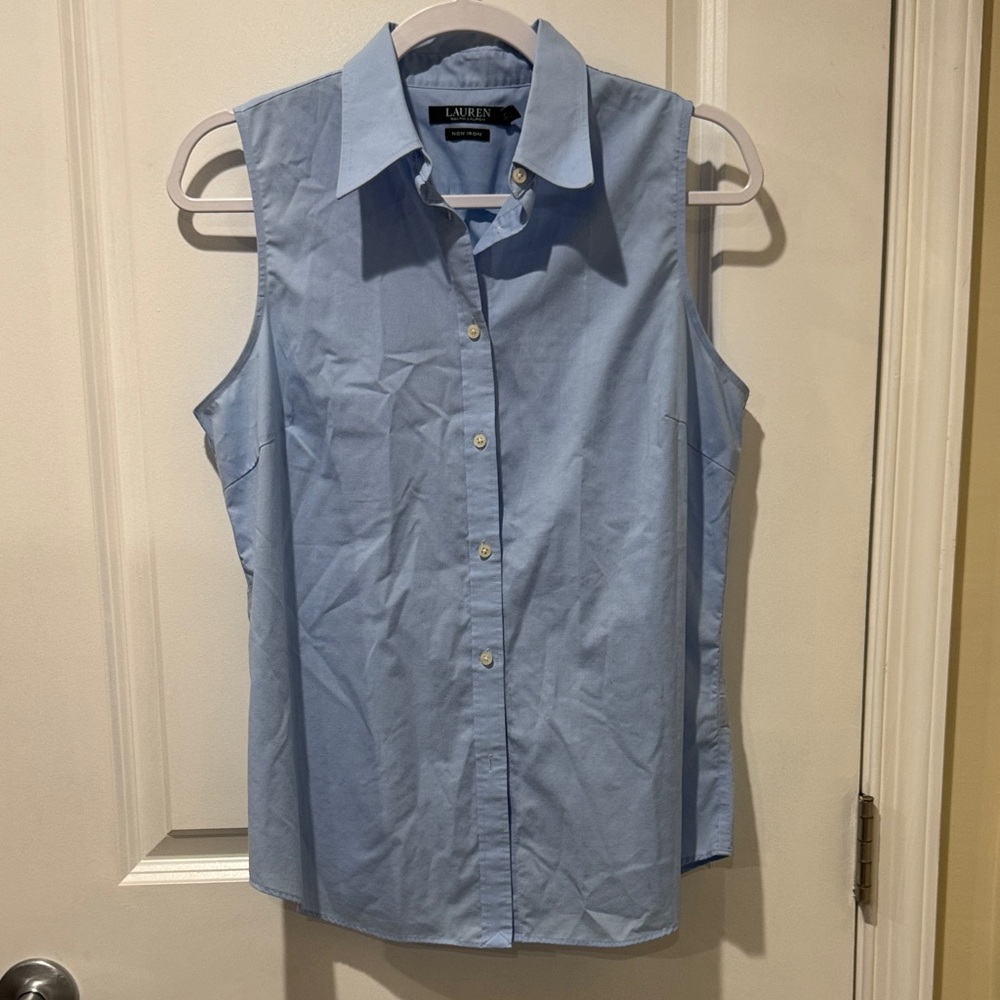 Lauren Ralph Lauren Sky Blue Sleeveless Blouse